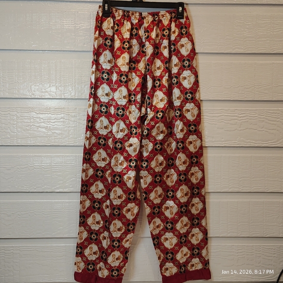 GOLDEN RETRIEVER BUTTON UP 2 PIECE SATIN FEEL PAJAMAS WOMENS LG DOG COZY COMFY - Picture 4 of 5